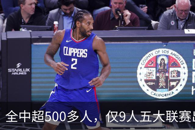 全中超500多人，仅9人五大联赛出场超20次，武磊进球最多，第1出场167次